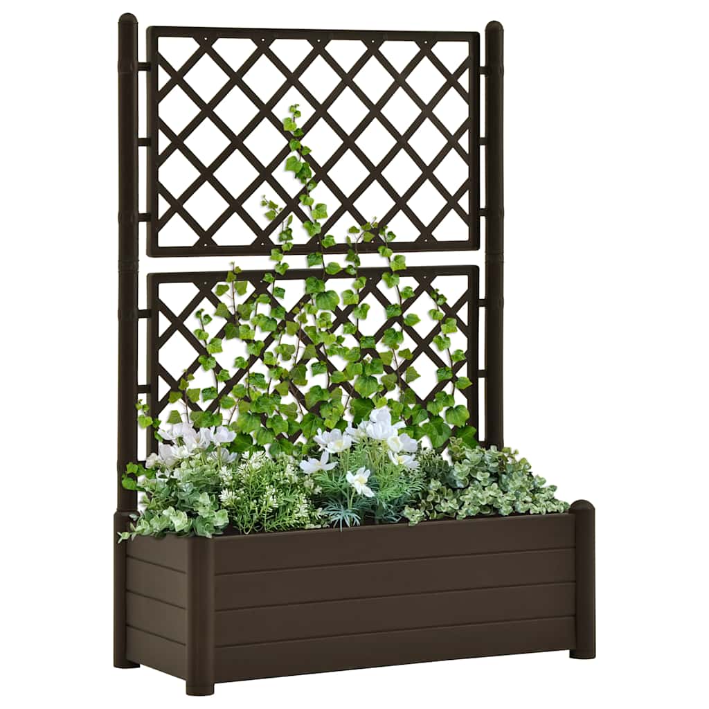 Plantenbak met latwerk 100x43x142 cm PP mokka is nu te koop bij PeponiXL, paradijselijk wonen!