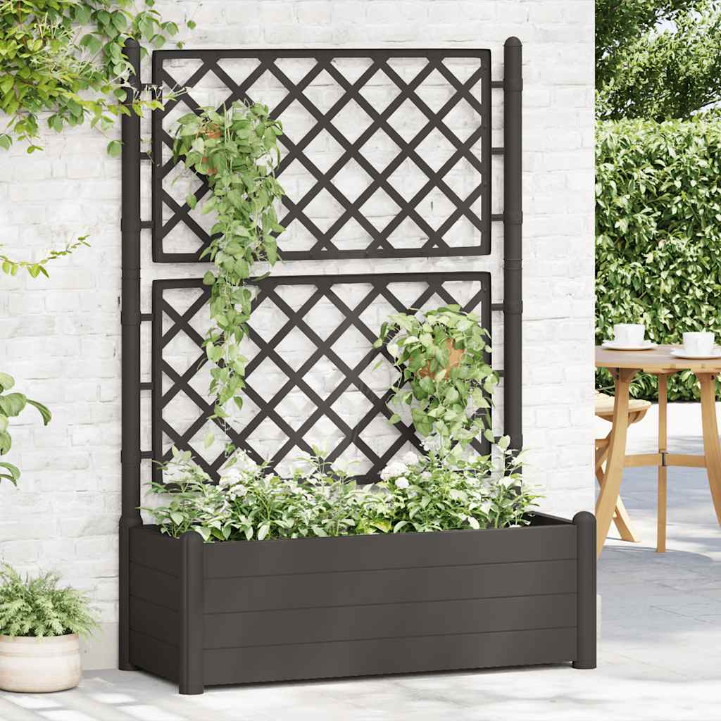 Plantenbak met latwerk 100x43x142 cm PP antraciet is nu te koop bij PeponiXL, paradijselijk wonen!