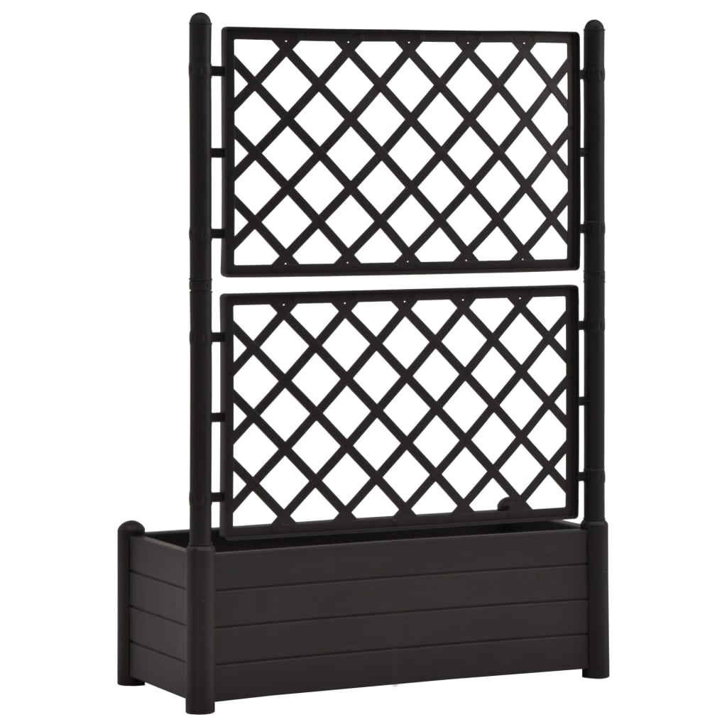 Plantenbak met latwerk 100x43x142 cm PP antraciet is nu te koop bij PeponiXL, paradijselijk wonen!
