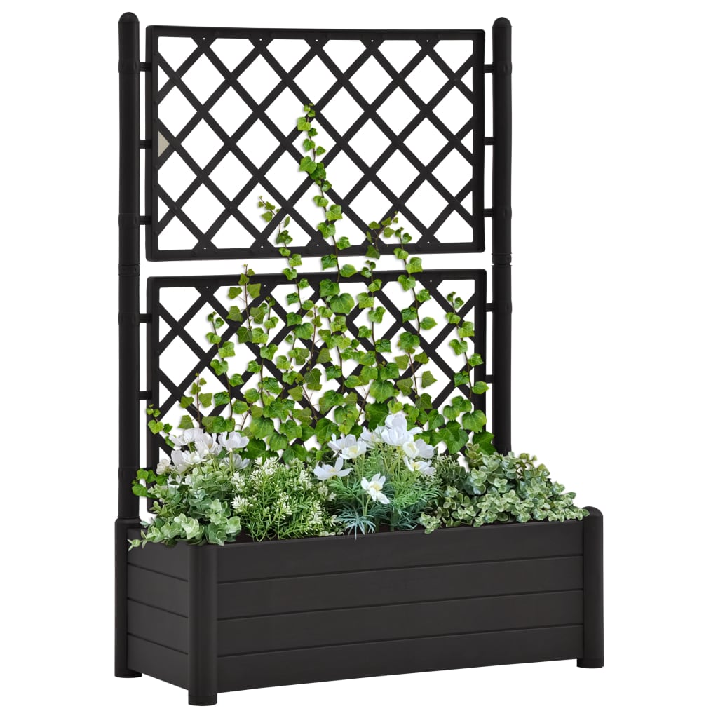 Plantenbak met latwerk 100x43x142 cm PP antraciet is nu te koop bij PeponiXL, paradijselijk wonen!