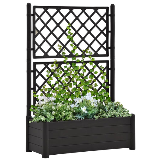 Plantenbak met latwerk 100x43x142 cm PP antraciet is nu te koop bij PeponiXL, paradijselijk wonen!