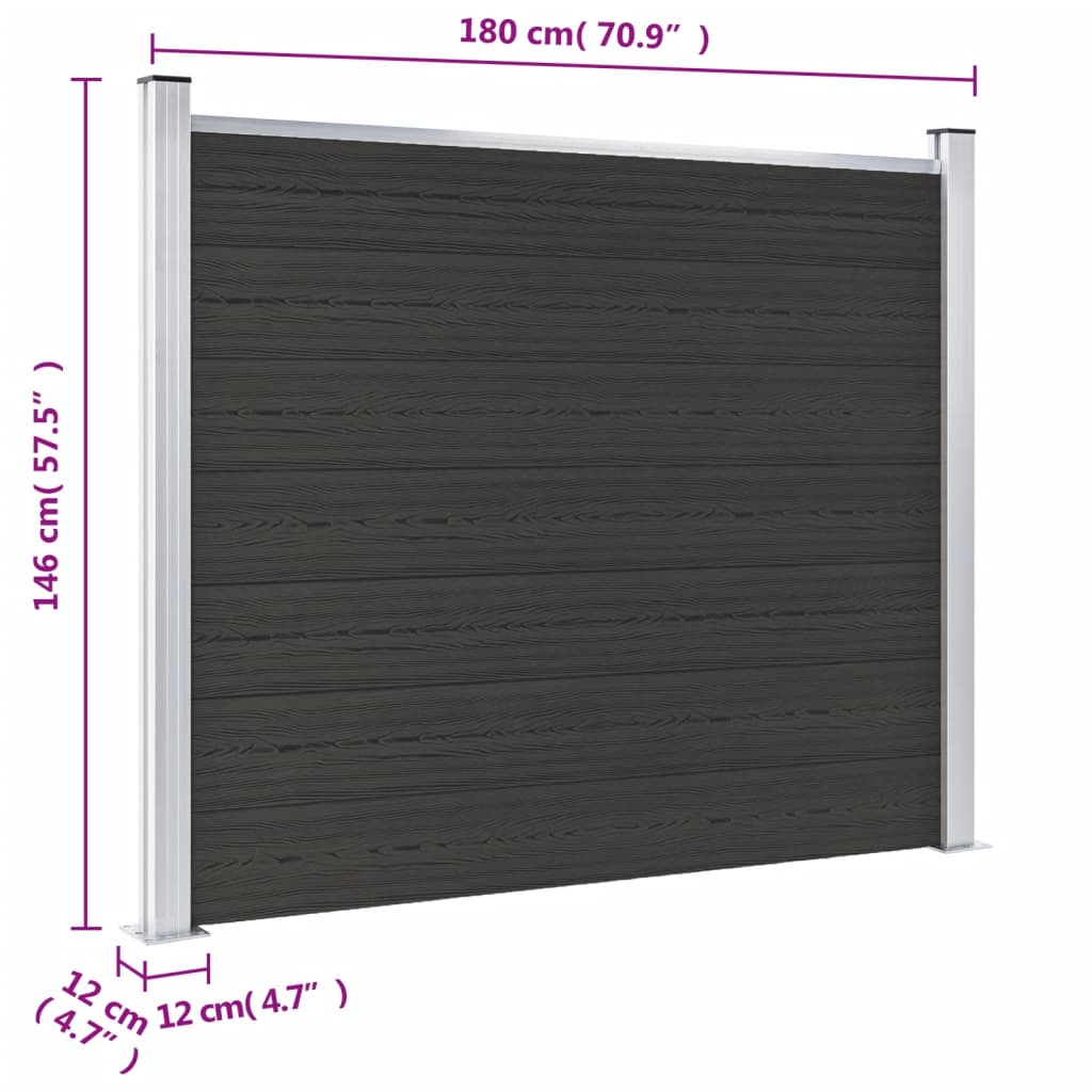 Schuttingpaneel 180x146 cm HKC zwart is nu te koop bij PeponiXL, paradijselijk wonen!