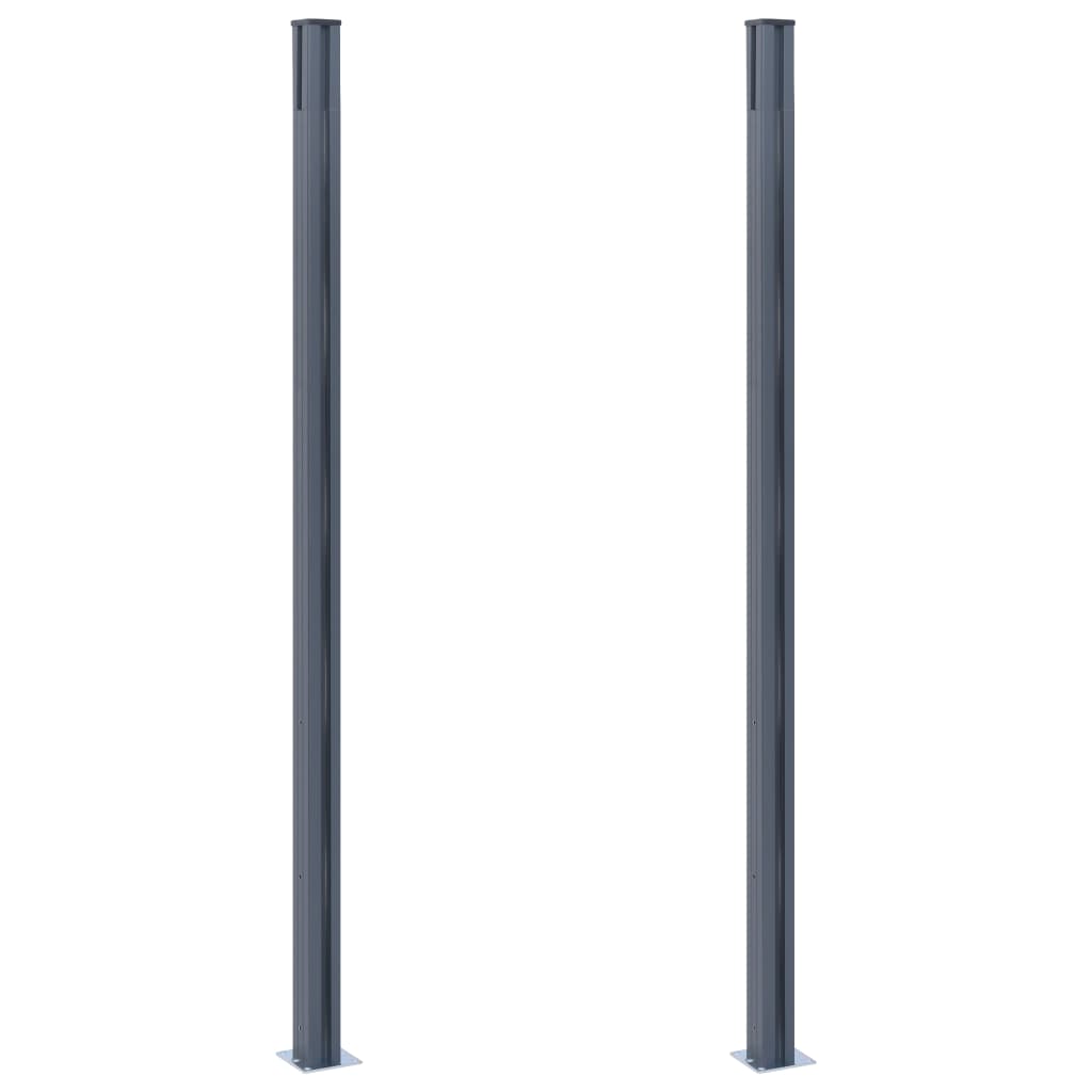 Schuttingpalen 2 st 185 cm aluminium donkergrijs is nu te koop bij PeponiXL, paradijselijk wonen!