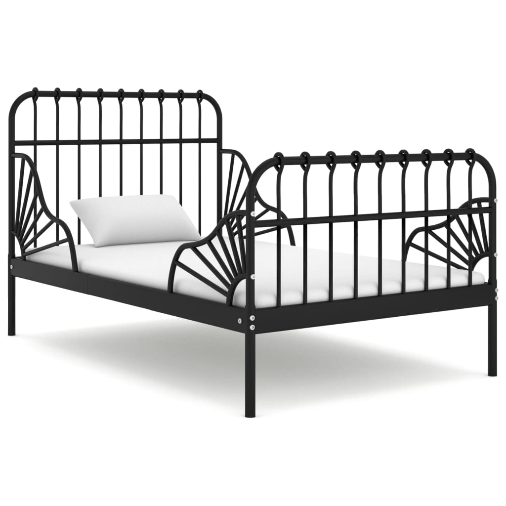 Bedframe verlengbaar metaal zwart 80x130/200 cm is nu te koop bij PeponiXL, paradijselijk wonen!