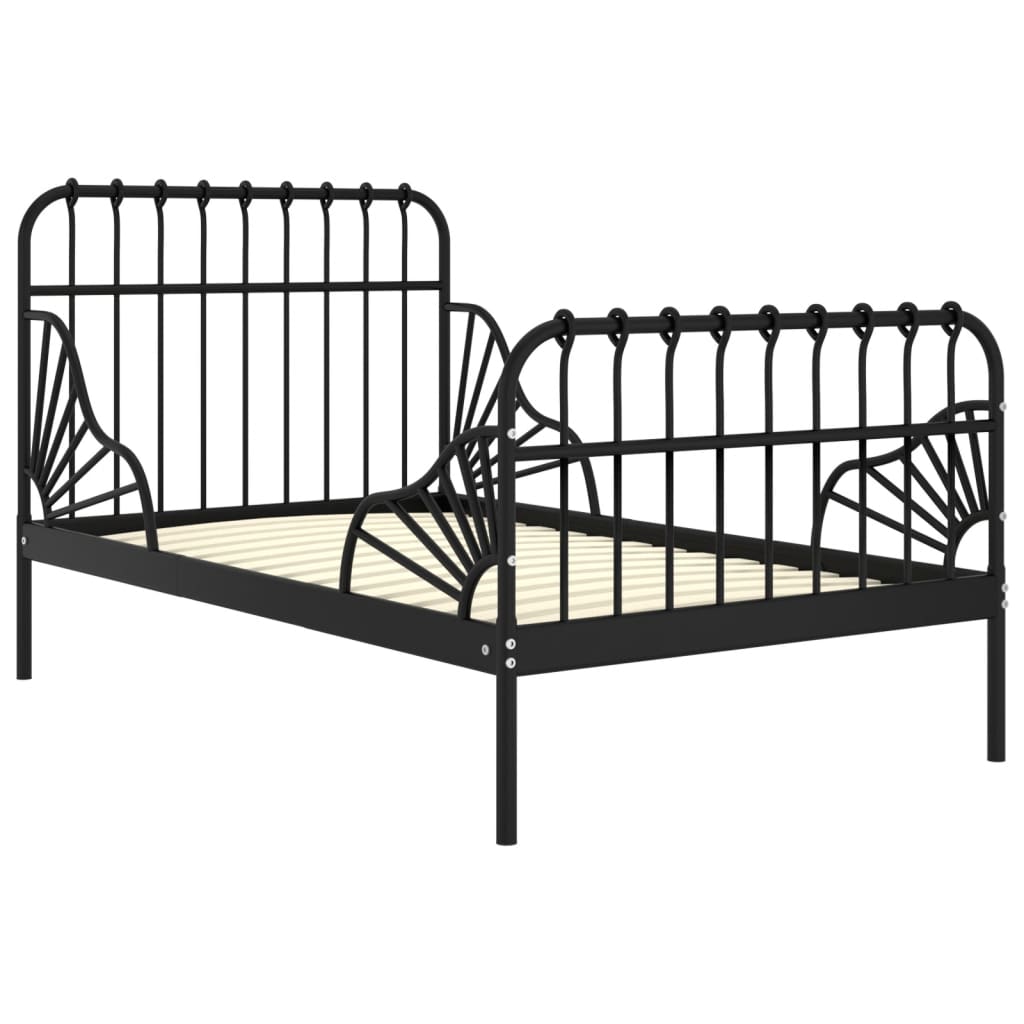 Bedframe verlengbaar metaal zwart 80x130/200 cm is nu te koop bij PeponiXL, paradijselijk wonen!