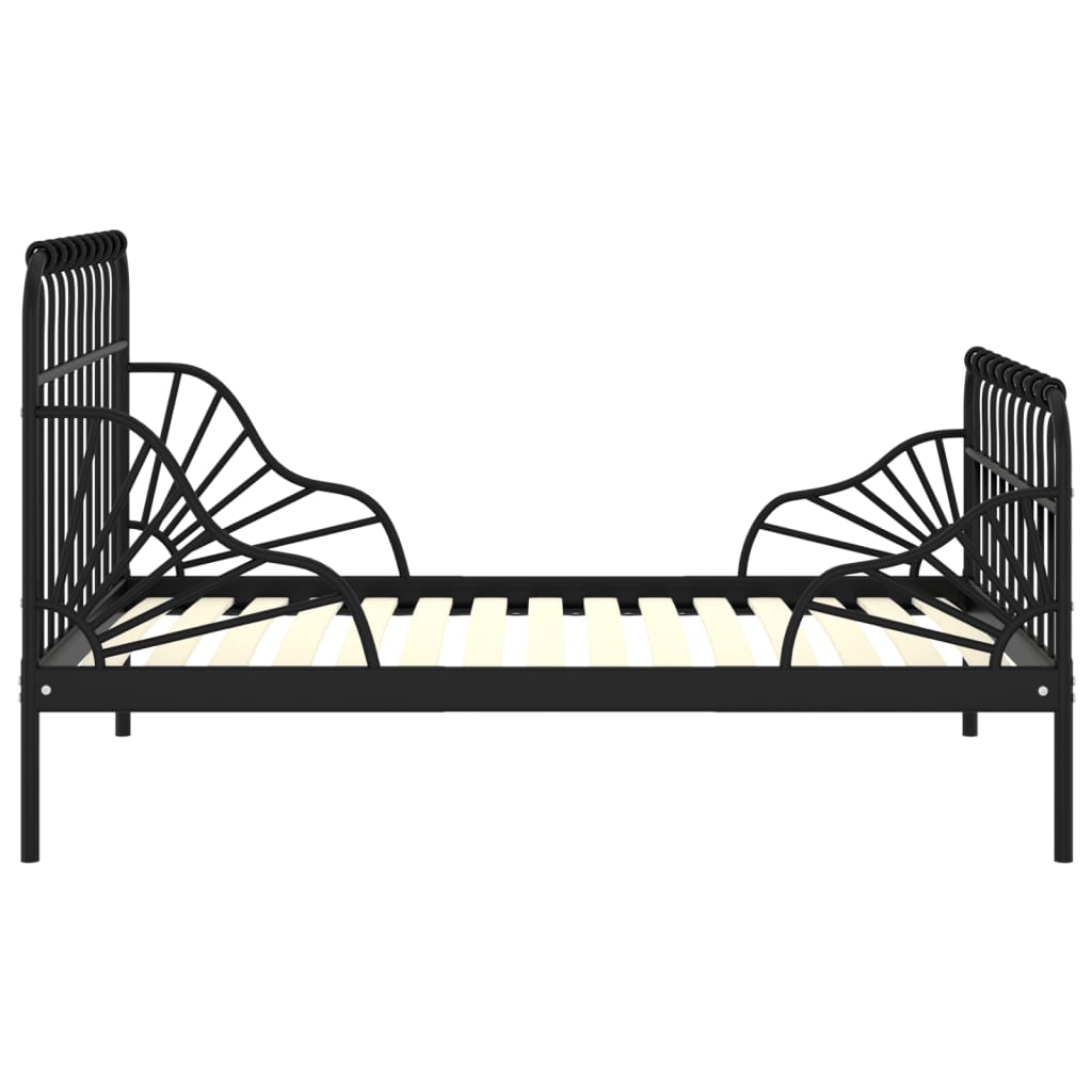 Bedframe verlengbaar metaal zwart 80x130/200 cm is nu te koop bij PeponiXL, paradijselijk wonen!