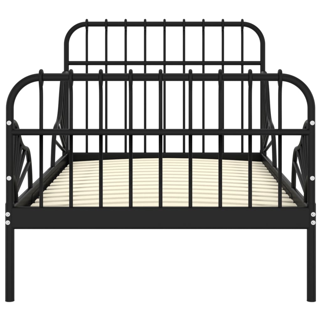 Bedframe verlengbaar metaal zwart 80x130/200 cm is nu te koop bij PeponiXL, paradijselijk wonen!