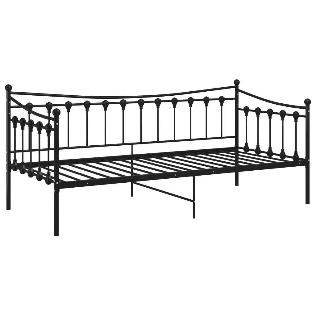 Slaapbank metaal zwart 90x200 cm is nu te koop bij PeponiXL, paradijselijk wonen!