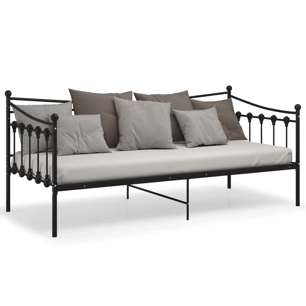 Slaapbank metaal zwart 90x200 cm is nu te koop bij PeponiXL, paradijselijk wonen!