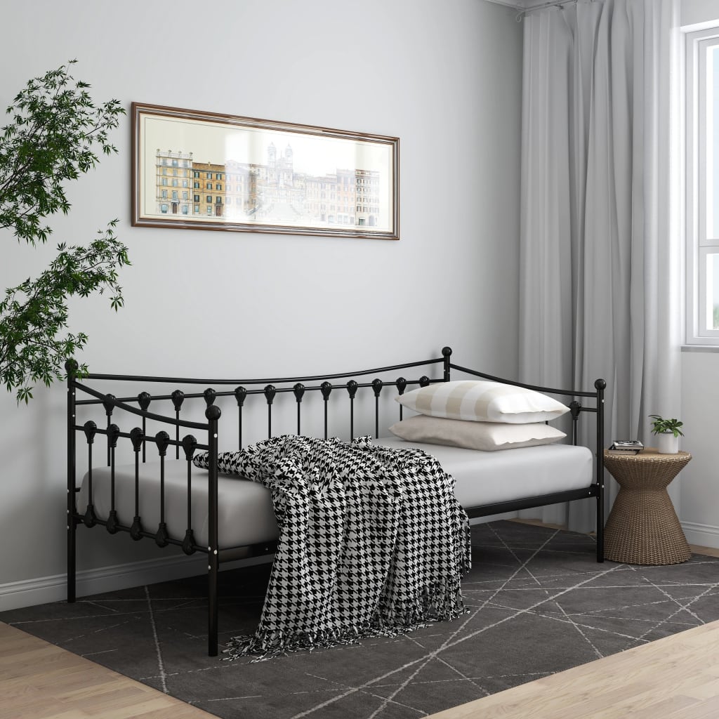 Slaapbank metaal zwart 90x200 cm is nu te koop bij PeponiXL, paradijselijk wonen!