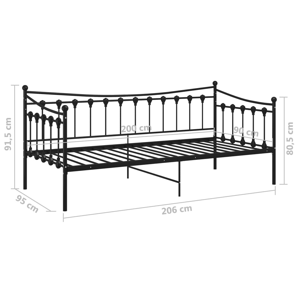 Slaapbank metaal zwart 90x200 cm is nu te koop bij PeponiXL, paradijselijk wonen!