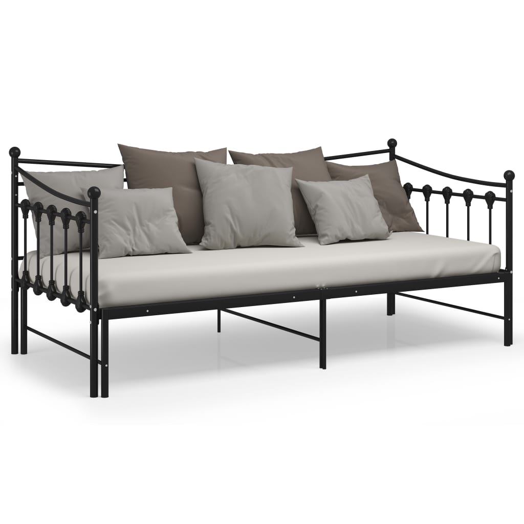 Slaapbank uittrekbaar metaal zwart 90x200 cm is nu te koop bij PeponiXL, paradijselijk wonen!