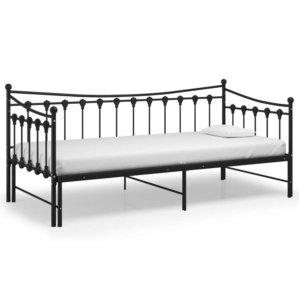 Slaapbank uittrekbaar metaal zwart 90x200 cm is nu te koop bij PeponiXL, paradijselijk wonen!