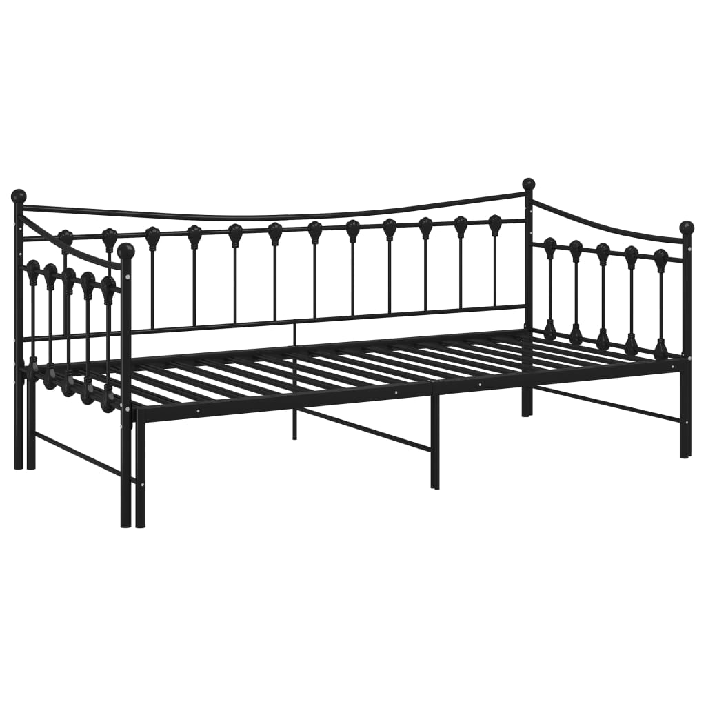 Slaapbank uittrekbaar metaal zwart 90x200 cm is nu te koop bij PeponiXL, paradijselijk wonen!