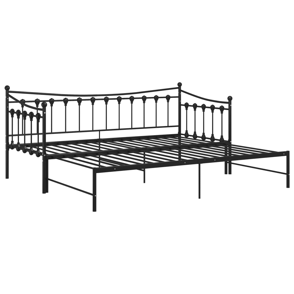 Slaapbank uittrekbaar metaal zwart 90x200 cm is nu te koop bij PeponiXL, paradijselijk wonen!
