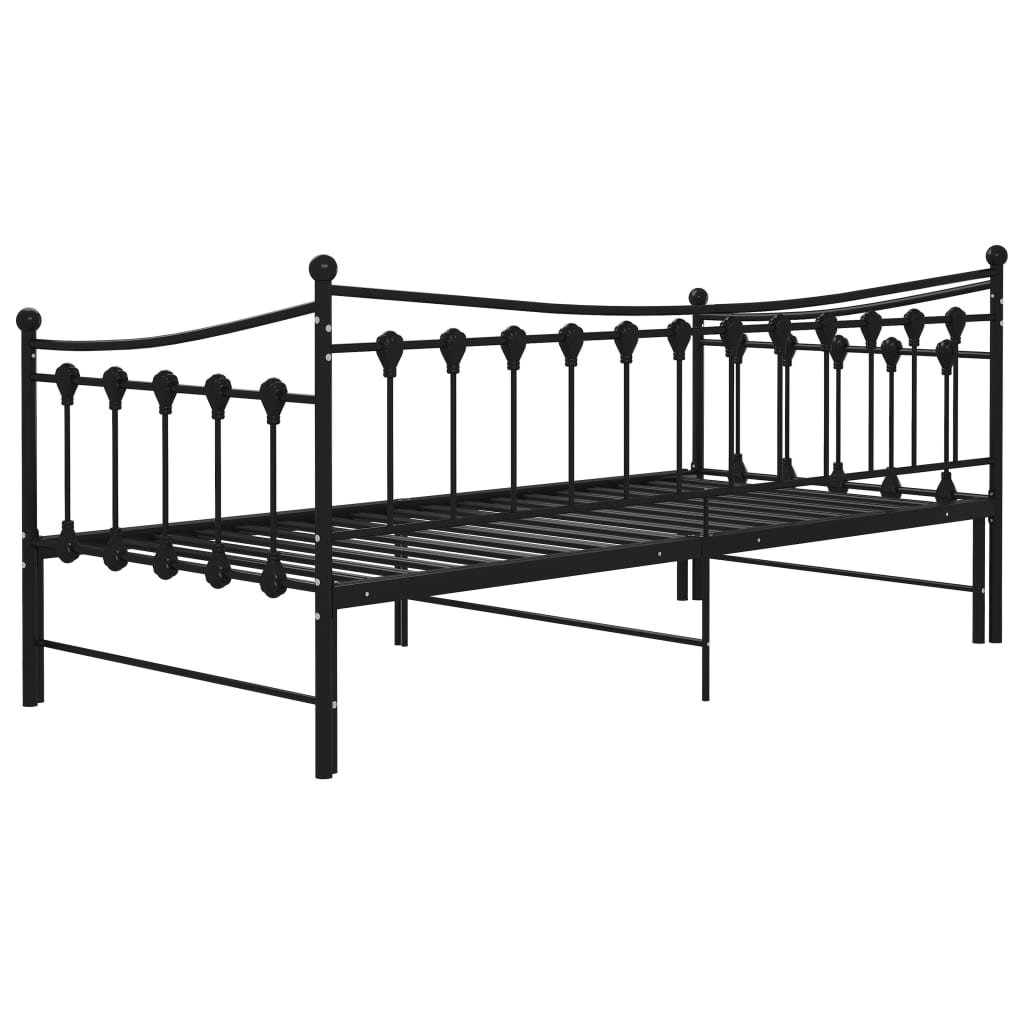 Slaapbank uittrekbaar metaal zwart 90x200 cm is nu te koop bij PeponiXL, paradijselijk wonen!