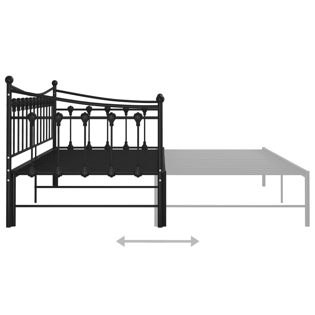 Slaapbank uittrekbaar metaal zwart 90x200 cm is nu te koop bij PeponiXL, paradijselijk wonen!