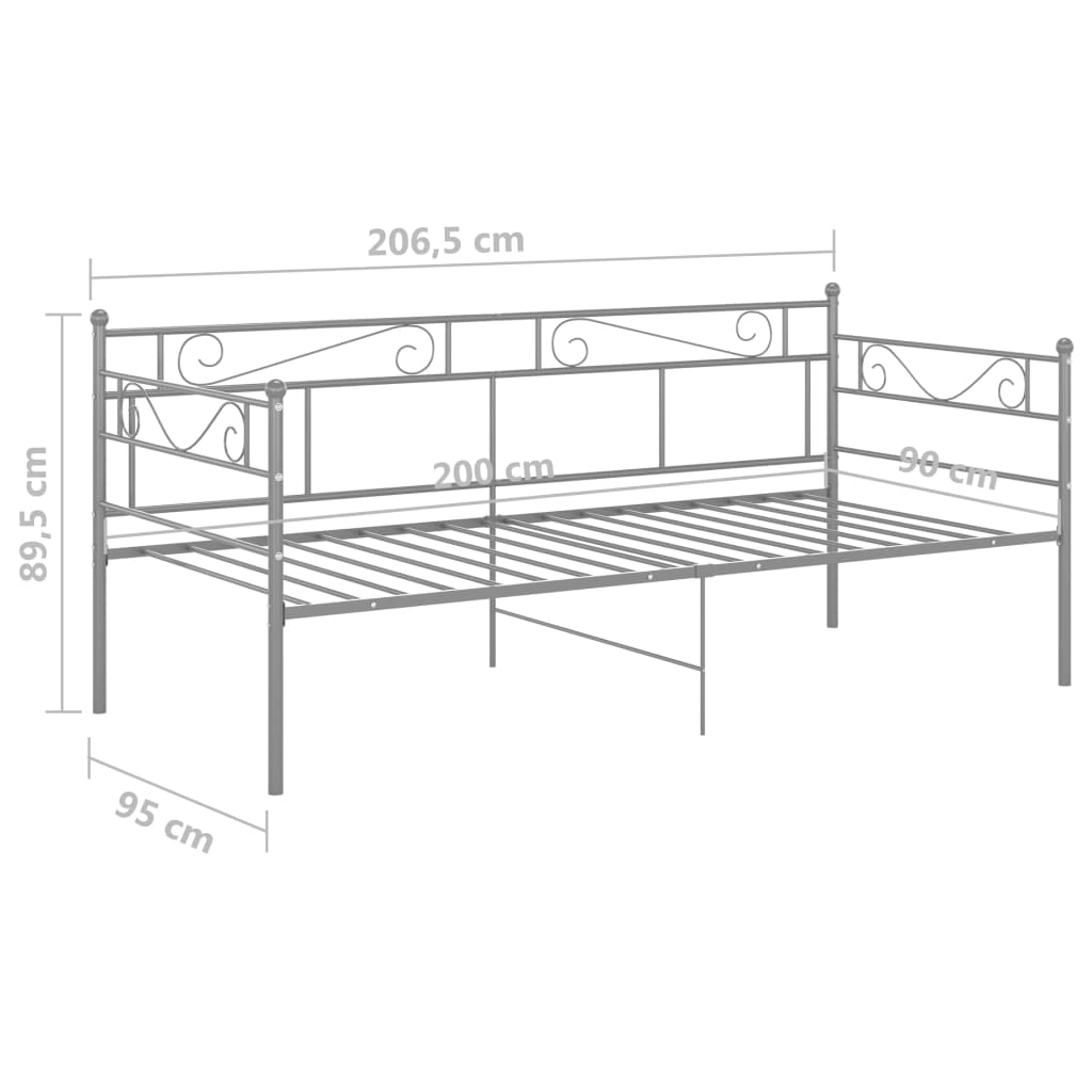 Slaapbankframe metaal grijs 90x200 cm is nu te koop bij PeponiXL, paradijselijk wonen!