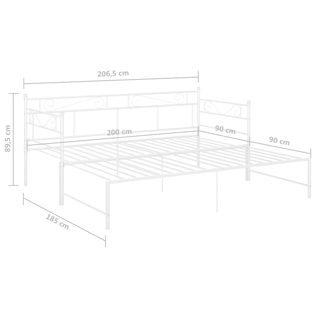 Slaapbankframe uittrekbaar metaal wit 90x200 cm is nu te koop bij PeponiXL, paradijselijk wonen!