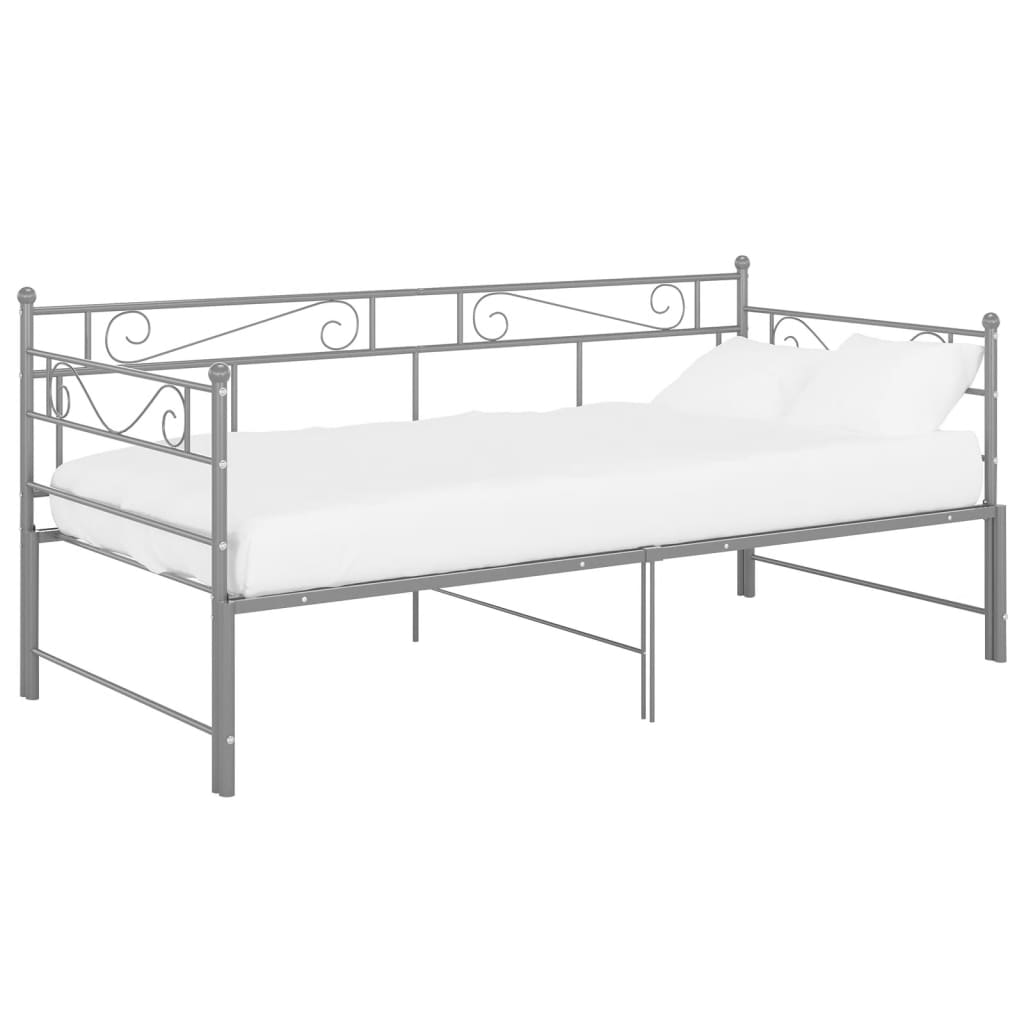 Slaapbank uittrekbaar metaal grijs 90x200 cm is nu te koop bij PeponiXL, paradijselijk wonen!