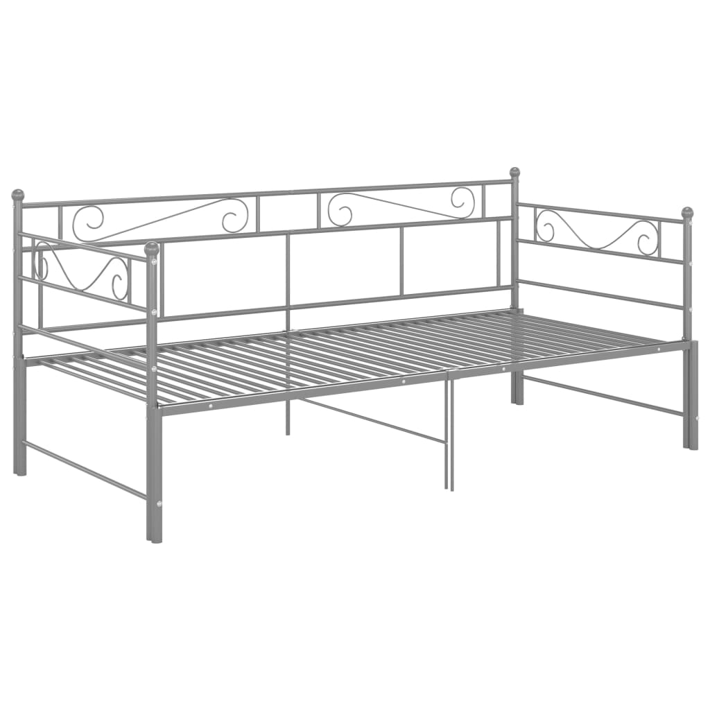 Slaapbank uittrekbaar metaal grijs 90x200 cm is nu te koop bij PeponiXL, paradijselijk wonen!