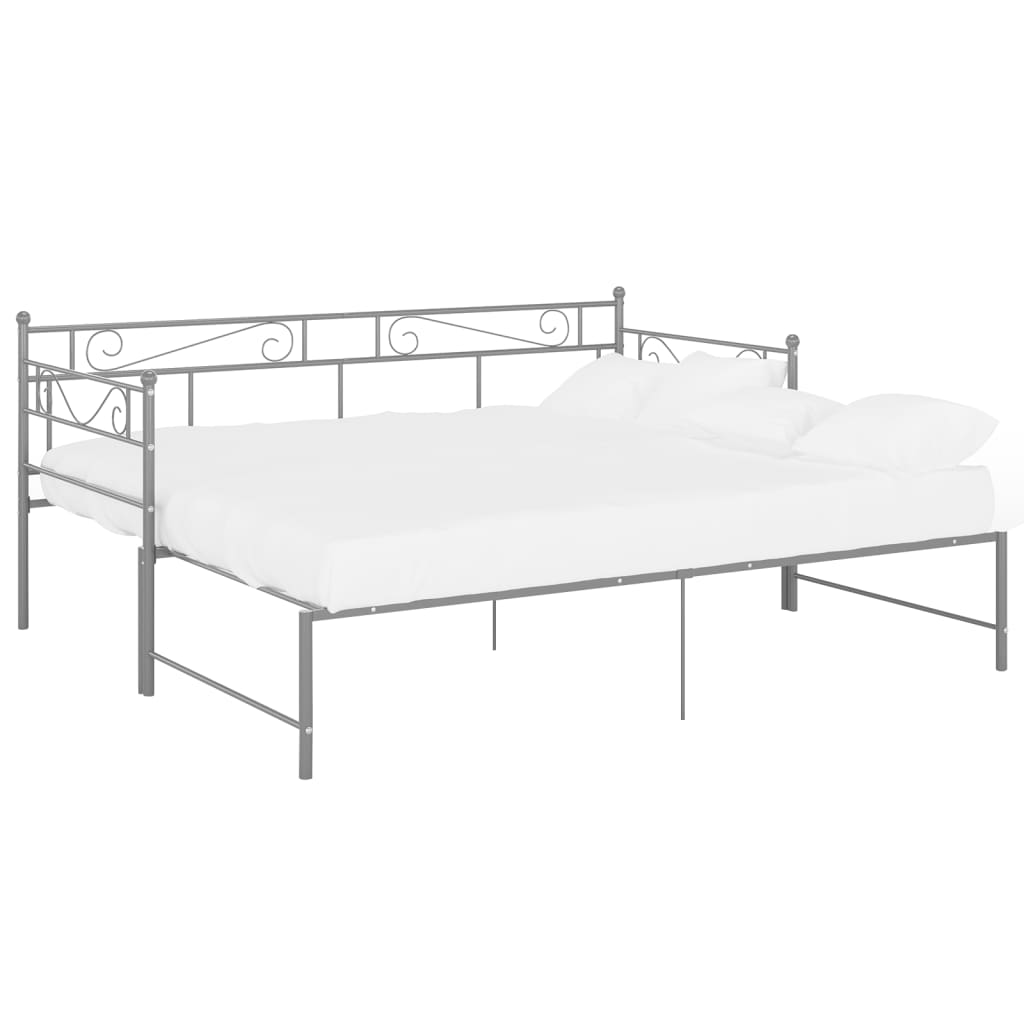 Slaapbank uittrekbaar metaal grijs 90x200 cm is nu te koop bij PeponiXL, paradijselijk wonen!