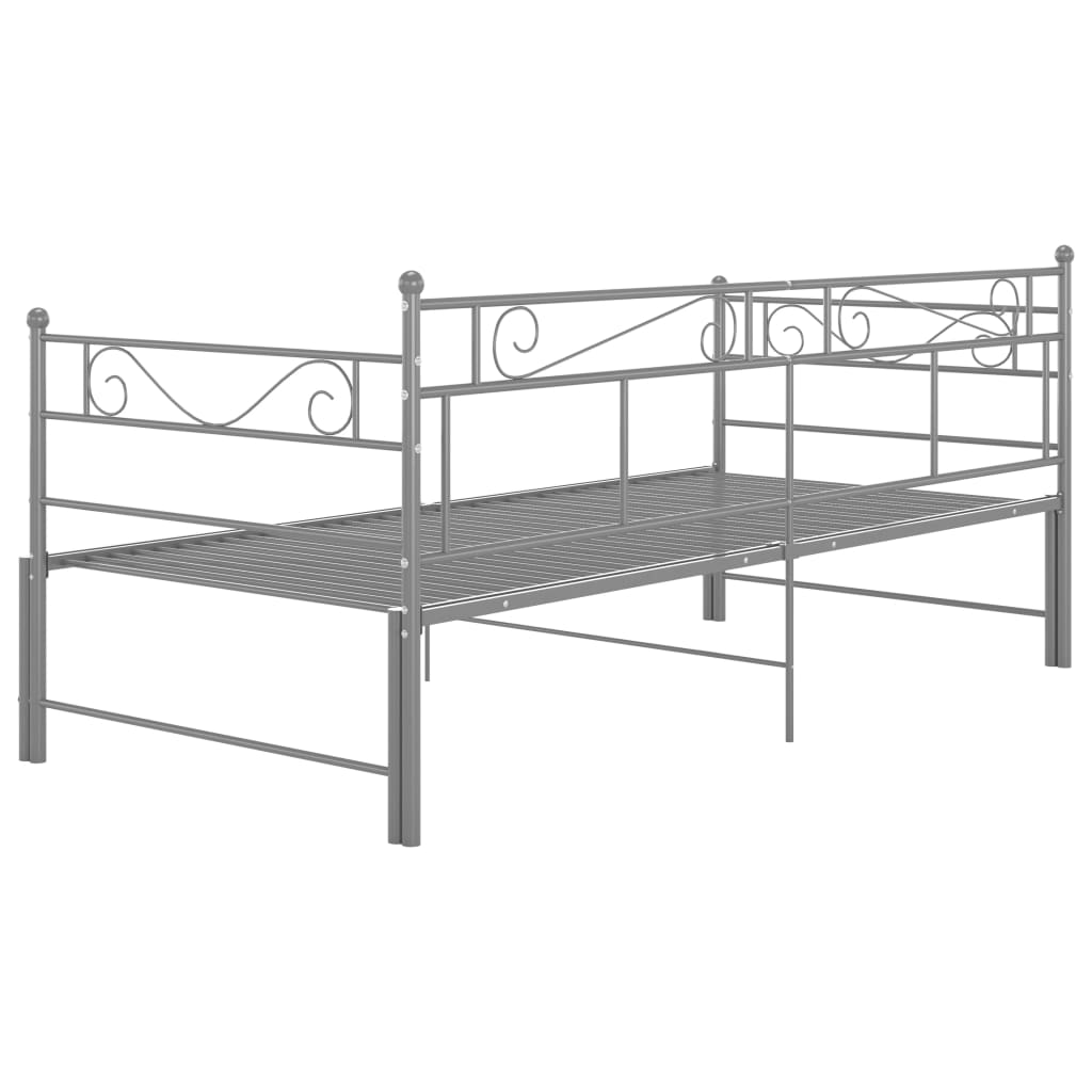 Slaapbank uittrekbaar metaal grijs 90x200 cm is nu te koop bij PeponiXL, paradijselijk wonen!
