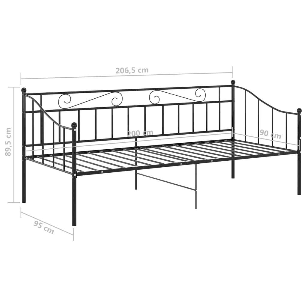 Slaapbankframe metaal zwart 90x200 cm is nu te koop bij PeponiXL, paradijselijk wonen!