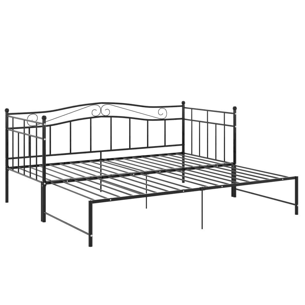 Slaapbank uittrekbaar metaal zwart 90x200 cm is nu te koop bij PeponiXL, paradijselijk wonen!