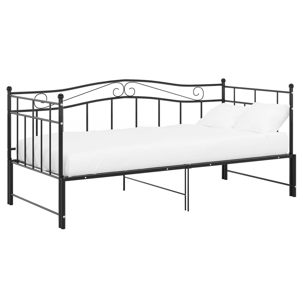 Slaapbank uittrekbaar metaal zwart 90x200 cm is nu te koop bij PeponiXL, paradijselijk wonen!