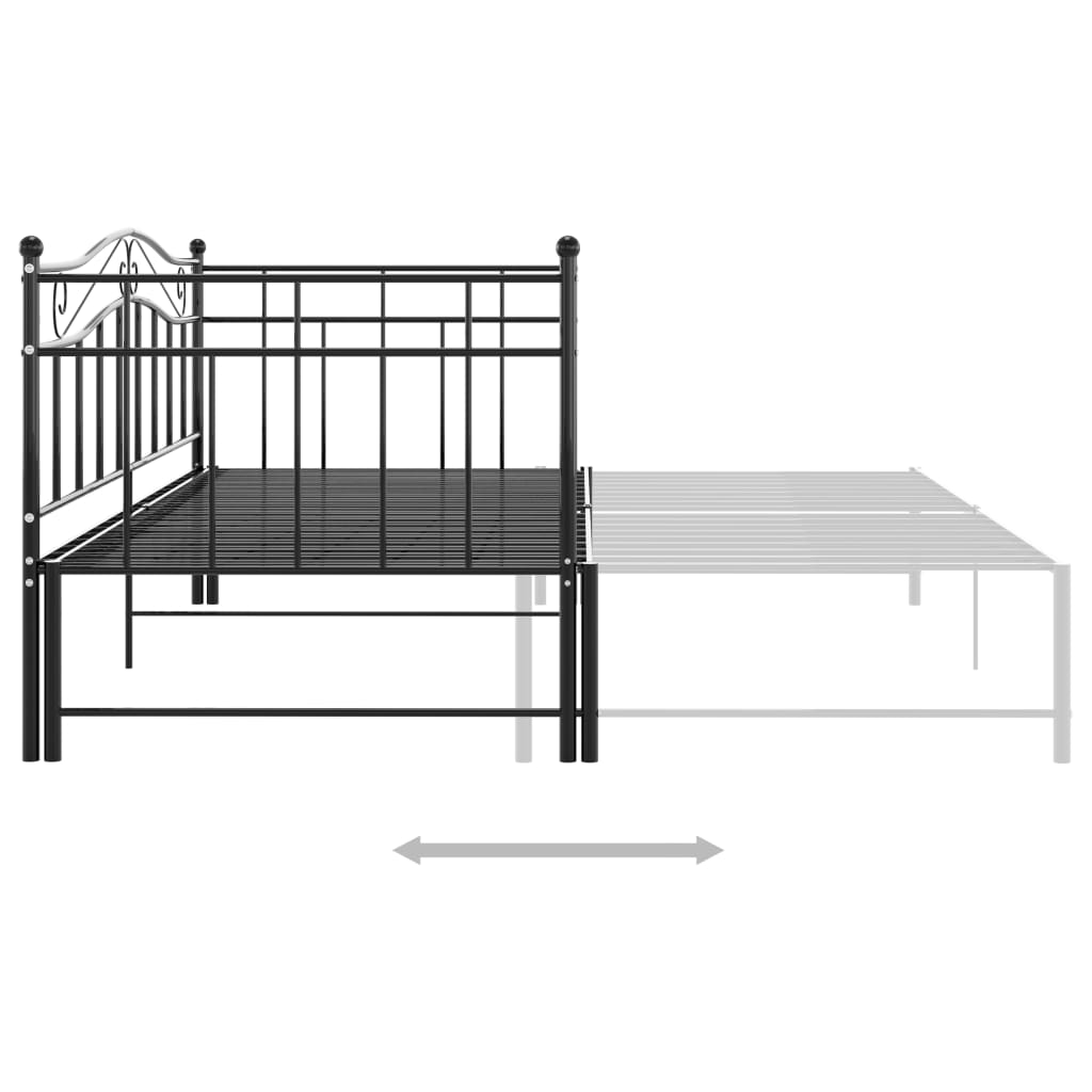 Slaapbank uittrekbaar metaal zwart 90x200 cm is nu te koop bij PeponiXL, paradijselijk wonen!