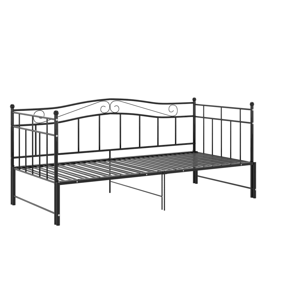 Slaapbank uittrekbaar metaal zwart 90x200 cm is nu te koop bij PeponiXL, paradijselijk wonen!