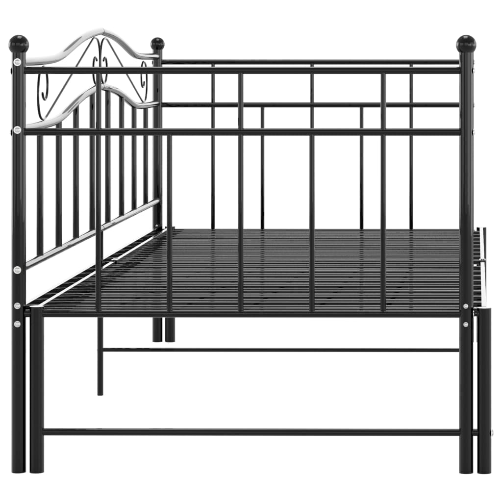 Slaapbank uittrekbaar metaal zwart 90x200 cm is nu te koop bij PeponiXL, paradijselijk wonen!