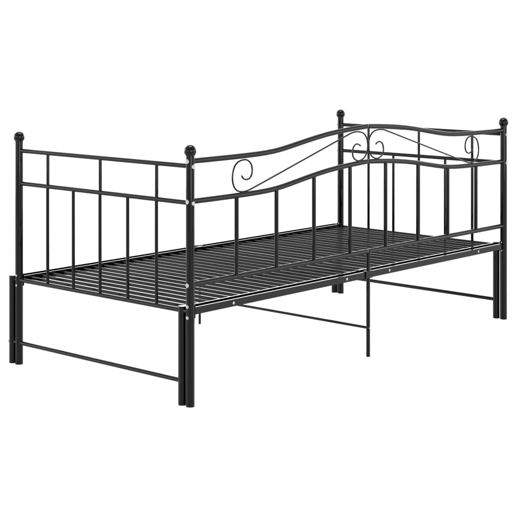 Slaapbank uittrekbaar metaal zwart 90x200 cm is nu te koop bij PeponiXL, paradijselijk wonen!