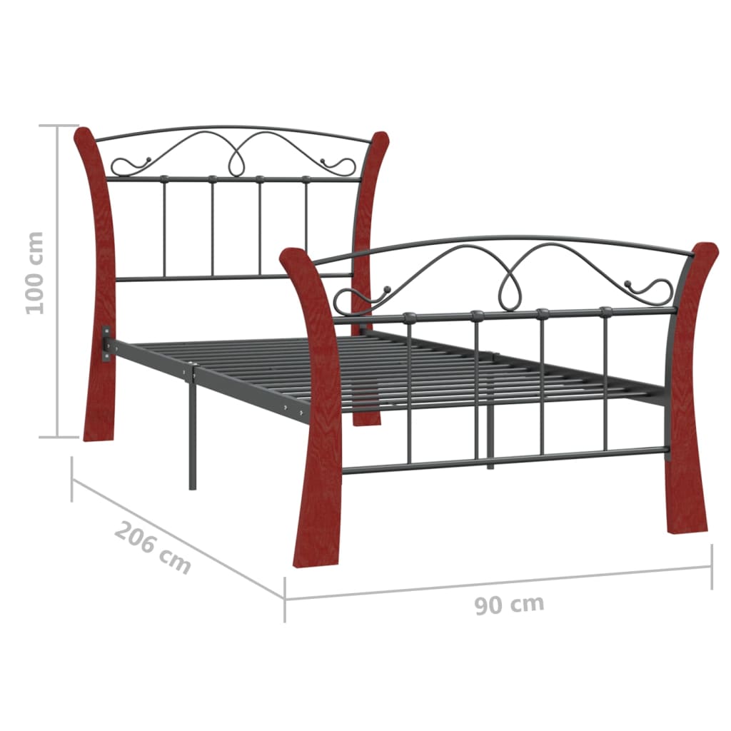 Bedframe metaal zwart 90x200 cm is nu te koop bij PeponiXL, paradijselijk wonen!