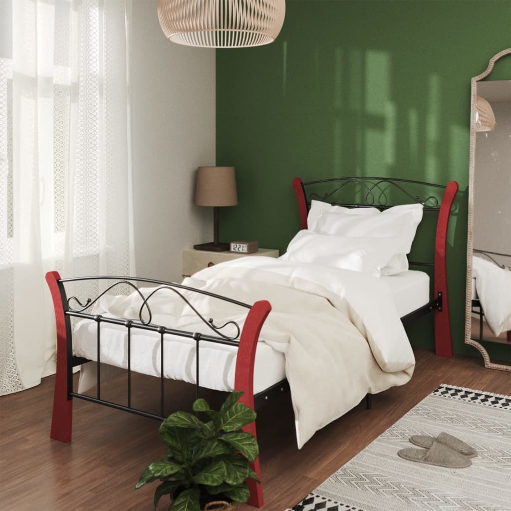 Bedframe metaal zwart 90x200 cm is nu te koop bij PeponiXL, paradijselijk wonen!