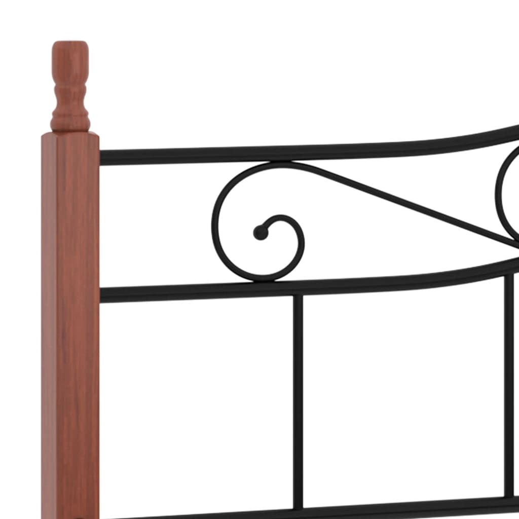 Bedframe metaal en massief eikenhout zwart 200x200 cm is nu te koop bij PeponiXL, paradijselijk wonen!