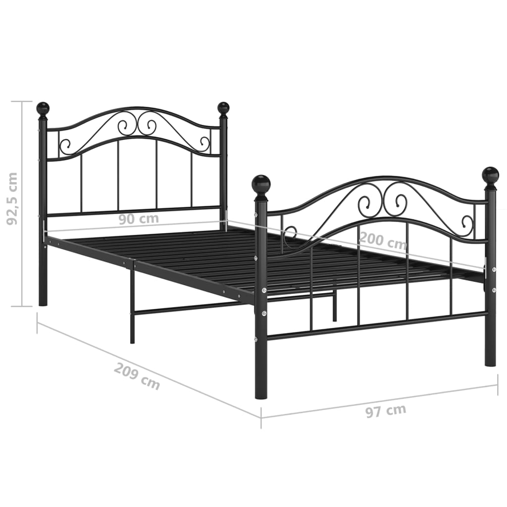Bedframe metaal zwart 90x200 cm is nu te koop bij PeponiXL, paradijselijk wonen!