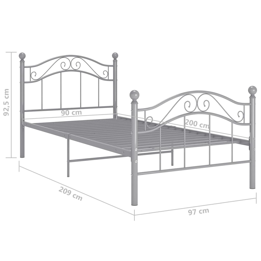 Bedframe metaal grijs 90x200 cm is nu te koop bij PeponiXL, paradijselijk wonen!