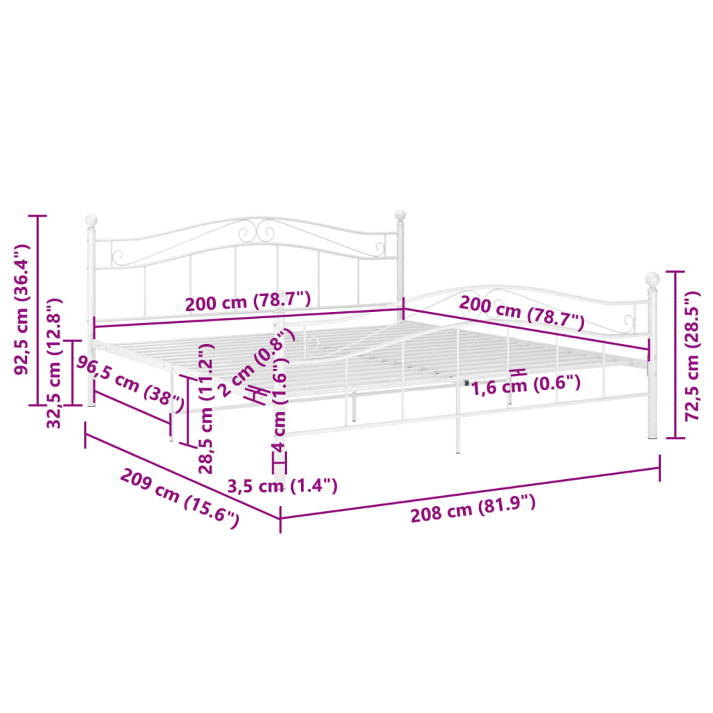 Bedframe metaal wit 200x200 cm is nu te koop bij PeponiXL, paradijselijk wonen!