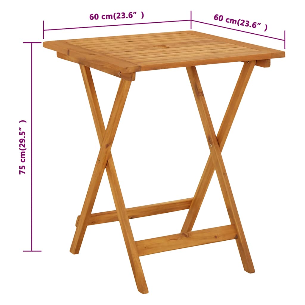 Tuintafel inklapbaar 60x60x75 cm massief acaciahout is nu te koop bij PeponiXL, paradijselijk wonen!