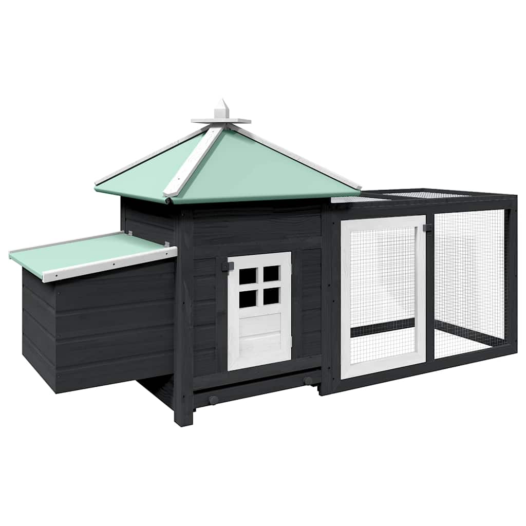 Kippenhok met nestkast 190x72x102 massief vurenhout grijs is nu te koop bij PeponiXL, paradijselijk wonen!