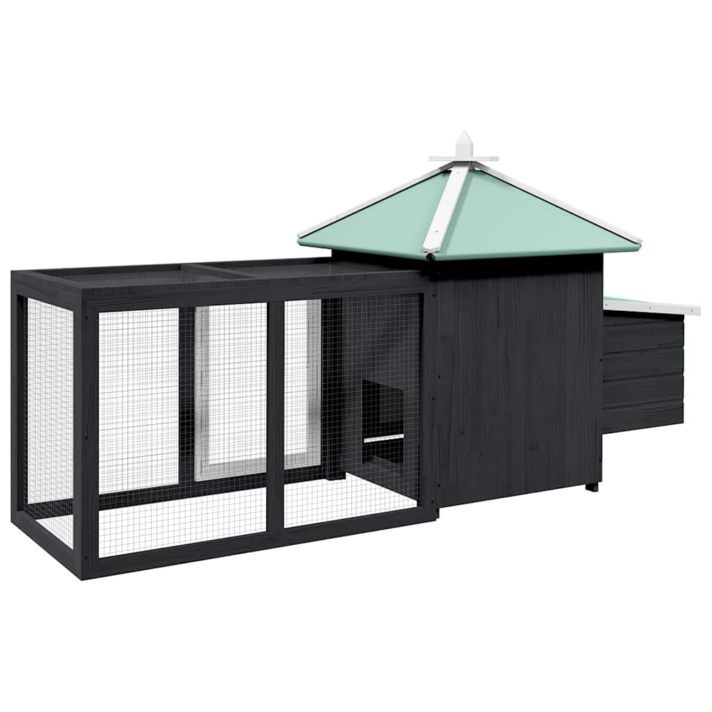 Kippenhok met nestkast 190x72x102 massief vurenhout grijs is nu te koop bij PeponiXL, paradijselijk wonen!