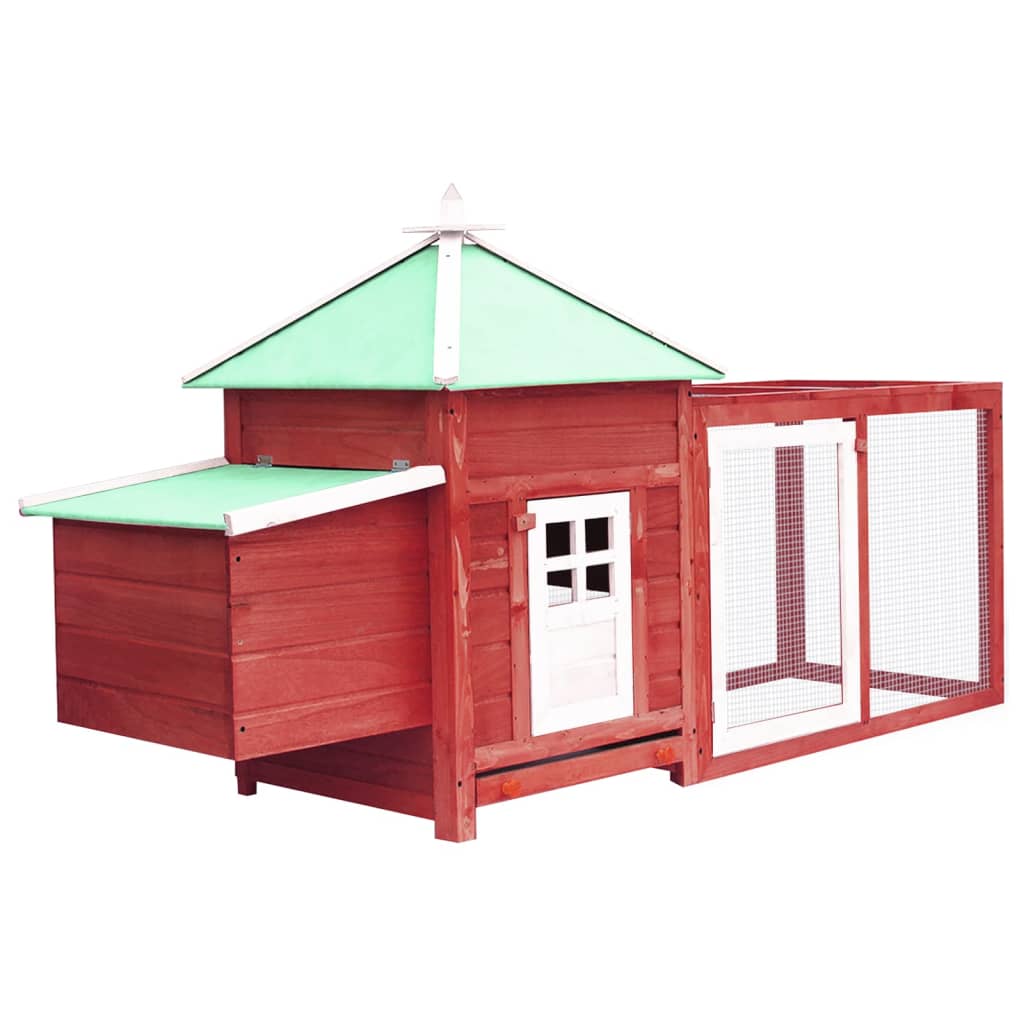 Kippenhok met nestkast 190x72x102 massief vurenhout rood is nu te koop bij PeponiXL, paradijselijk wonen!