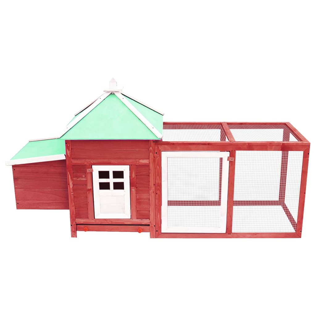 Kippenhok met nestkast 190x72x102 massief vurenhout rood is nu te koop bij PeponiXL, paradijselijk wonen!