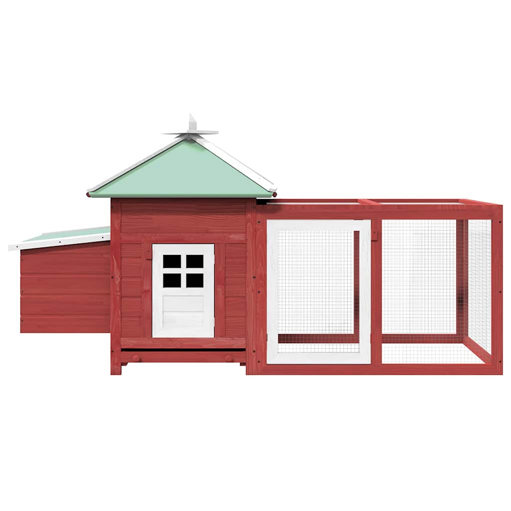 Kippenhok met nestkast 190x72x102 massief vurenhout rood is nu te koop bij PeponiXL, paradijselijk wonen!