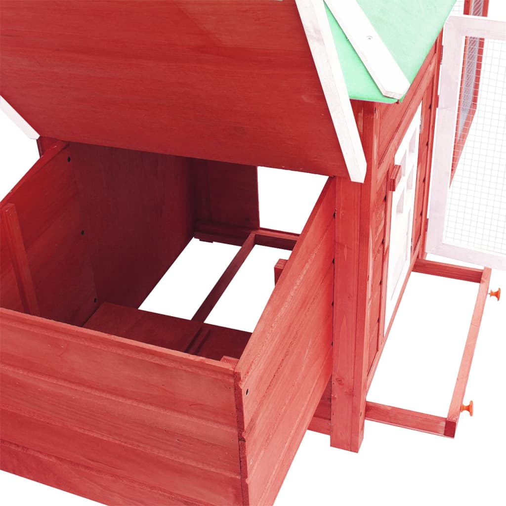 Kippenhok met nestkast 190x72x102 massief vurenhout rood is nu te koop bij PeponiXL, paradijselijk wonen!