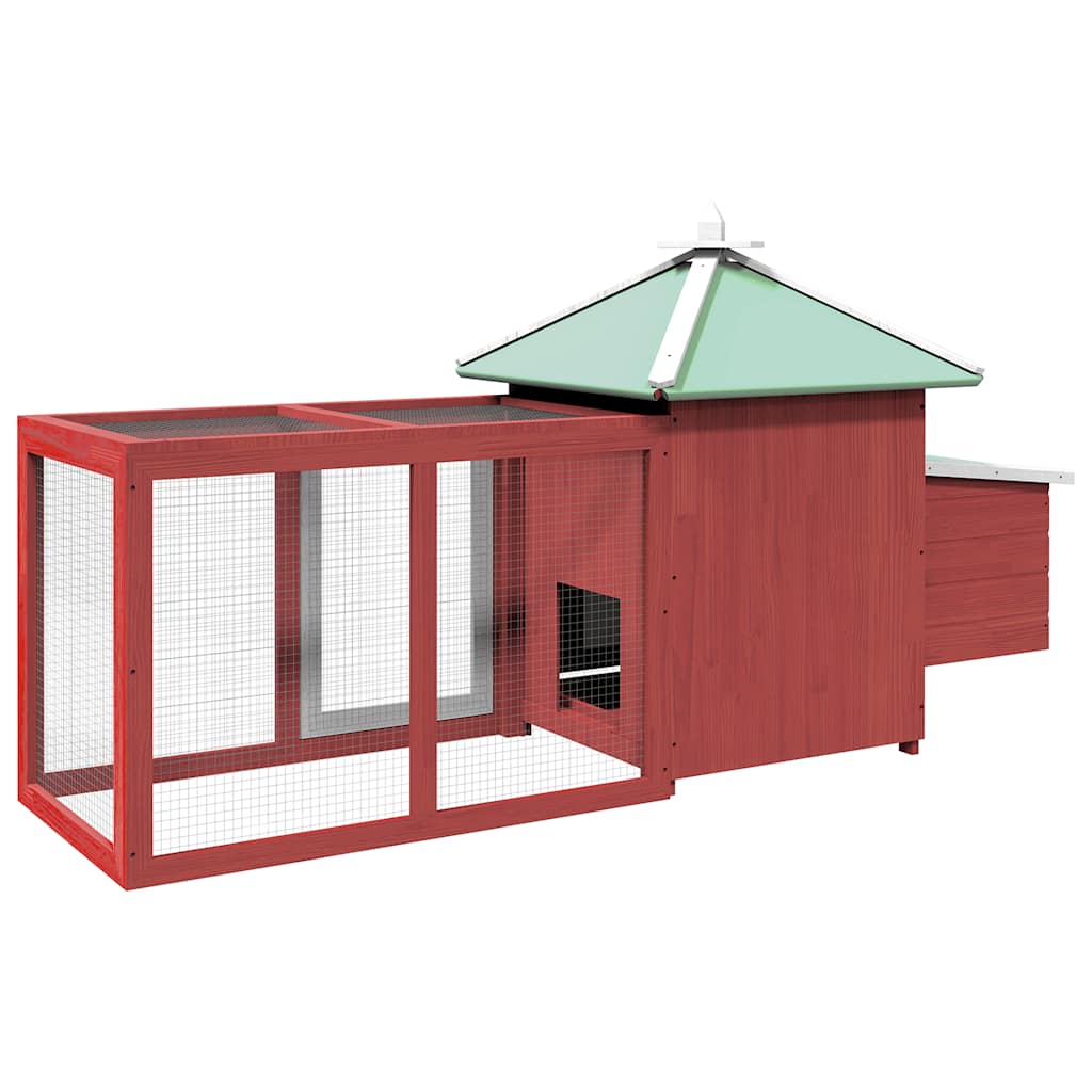 Kippenhok met nestkast 190x72x102 massief vurenhout rood is nu te koop bij PeponiXL, paradijselijk wonen!
