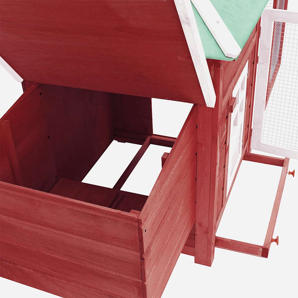 Kippenhok met nestkast 190x72x102 massief vurenhout rood is nu te koop bij PeponiXL, paradijselijk wonen!
