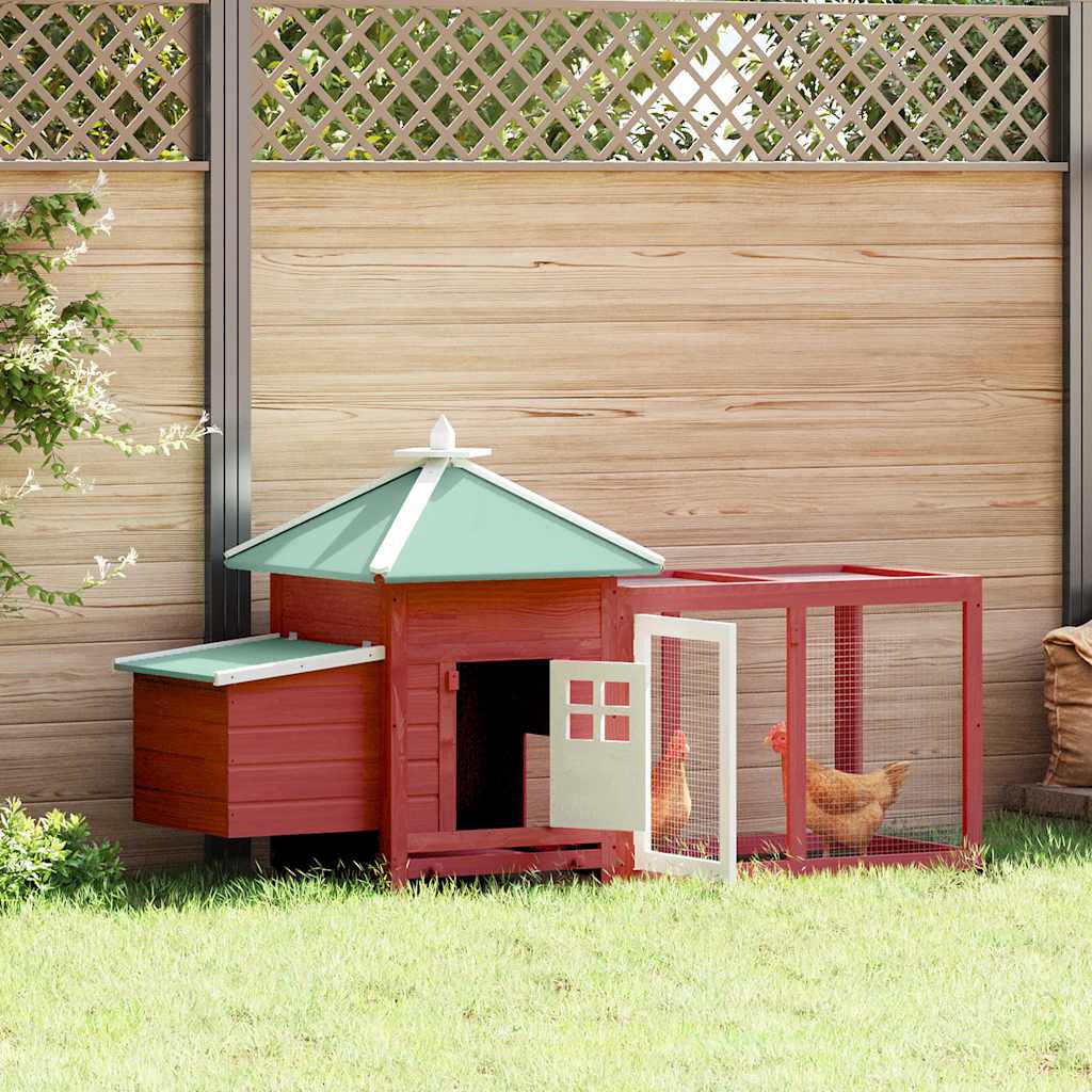 Kippenhok met nestkast 190x72x102 massief vurenhout rood is nu te koop bij PeponiXL, paradijselijk wonen!